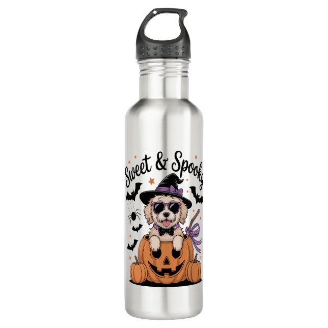 Bouteille D'eau Halloween de chien doux et Éffrayant (Devant)