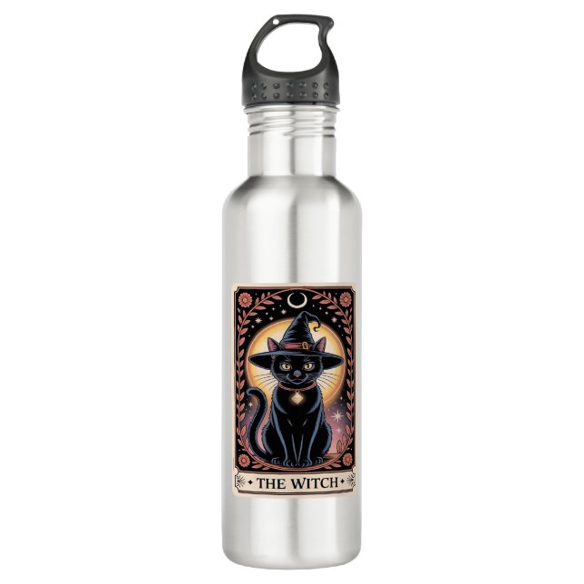 Bouteille D'eau Halloween sorcière esthétique Amoureux de les chat (Devant)