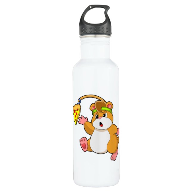 Bouteille D'eau Hamster à manger avec pizza (Devant)