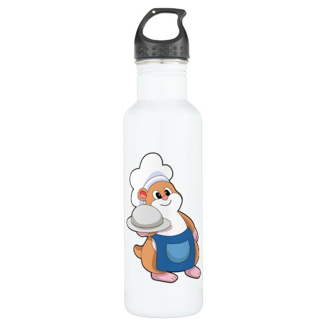 Bouteille D'eau Hamster comme cuisinier avec Plateau (Devant)