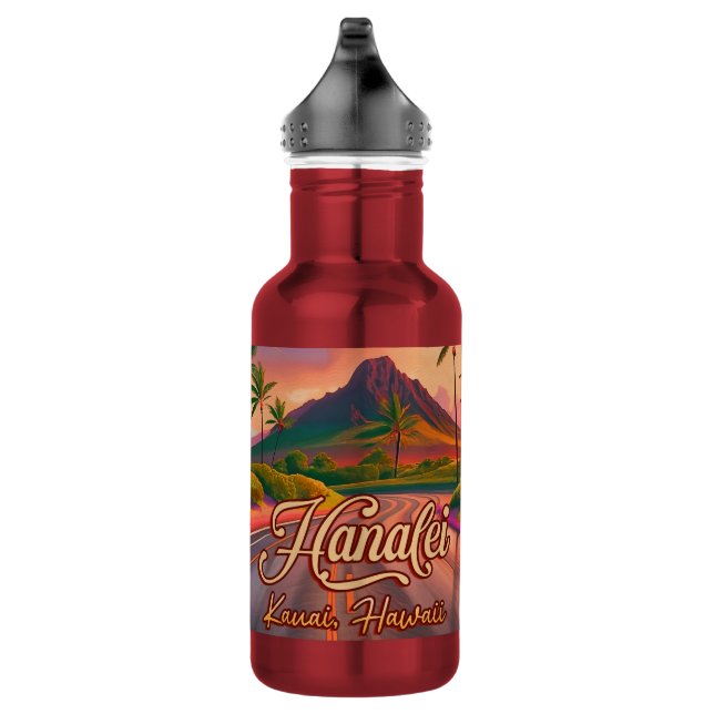 Bouteille D'eau Hanalei Kauai Hawaii Retro Volcano Road années 195 (Droite)