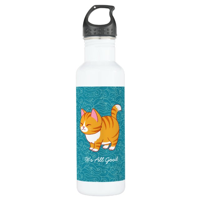 Bouteille D'eau Happy Cat Personnalisé (Devant)