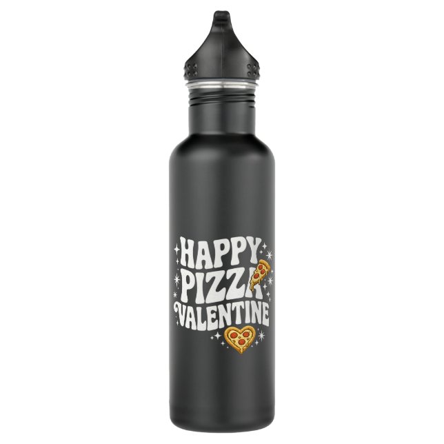 Bouteille D'eau Happy Pizza Valentine Funny Pizza Love Design (Droite)
