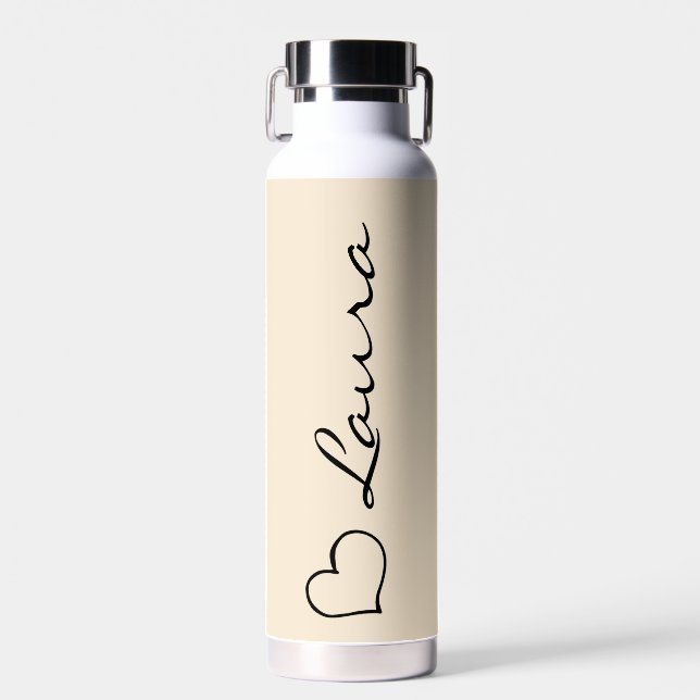 Bouteille D'eau Heart Your Name Script Custom Gift Water Bottle (Avant)