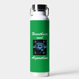 Bouteille D'eau "Heartbeats and Algorithmes" amour futuriste