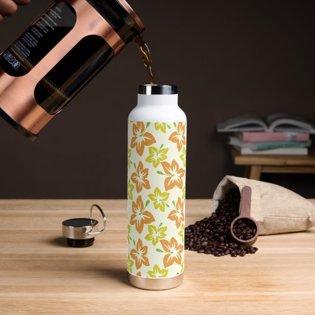 Bouteille D'eau Hibiscus jaune, Hibiscus orange, Motif floral (Gym)