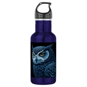 Bouteille D'eau Hibou Sérieux Bleu et Noir