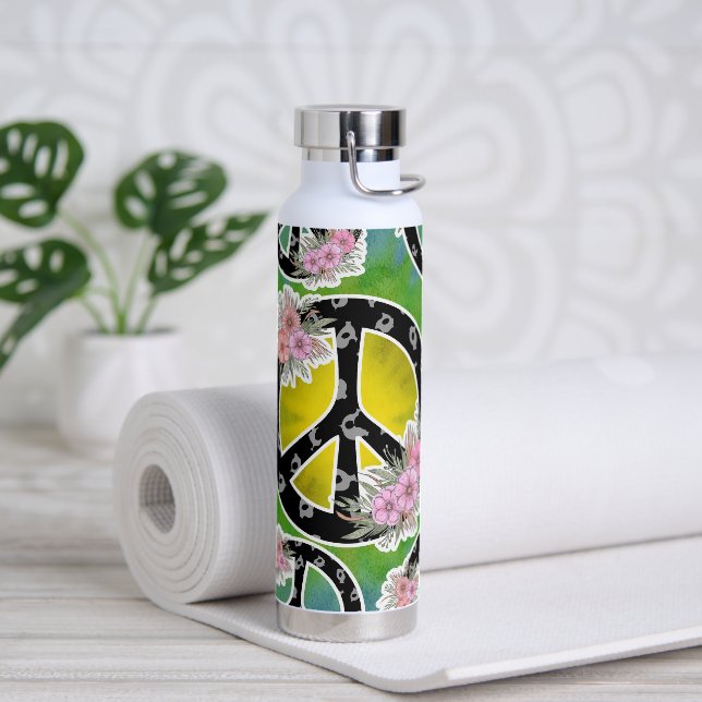 Bouteille D'eau Hippie Peace Tie Dye Fleurs Tumbler Bottle (Yoga)