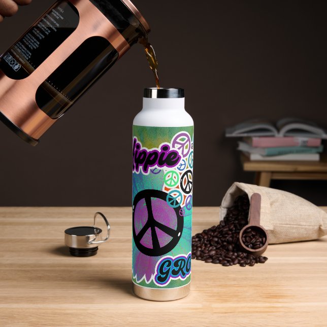 Bouteille D'eau Hippie Peace Tie Dye Super Tumbler Botté (Gym)