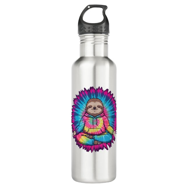 Bouteille D'eau Hippie Sloth Peace Sign Tie-Dy (Devant)