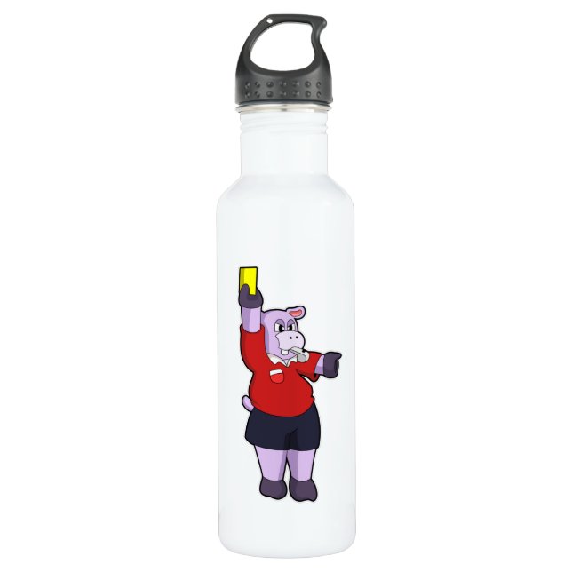 Bouteille D'eau Hippo au football en tant qu'arbitre (Devant)