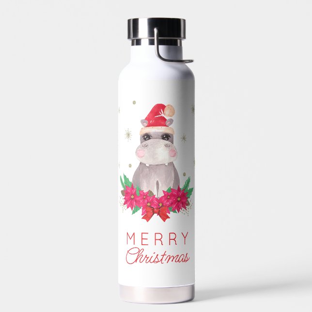 Bouteille D'eau Hippo de Noël (Gauche)