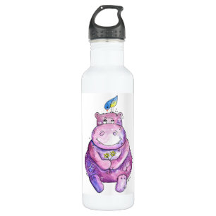 Bouteille D'eau Hippo mignon violet blanc