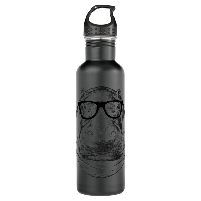 Bouteille D'eau Hippopotamus Hippo Lunettes Nerdy Hippopotamus 78  (Devant)