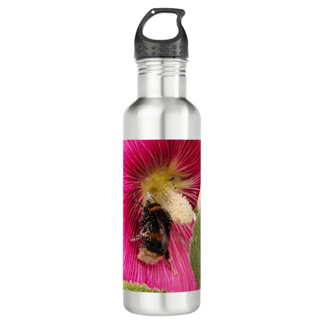 Bouteille d'eau Hollyhock bumble bee (Devant)