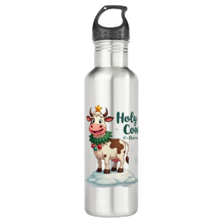 Bouteille D'eau Holy Cow Its Christmas I Xmas Cow T-Shirt (2)
