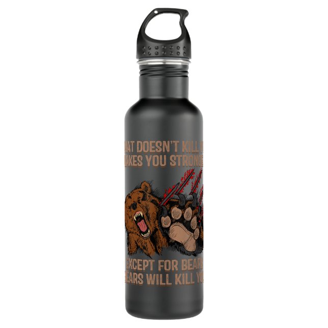 Bouteille D'eau Hommes Ours Vous Tue Chemise Drôle Chasse Ours (Devant)