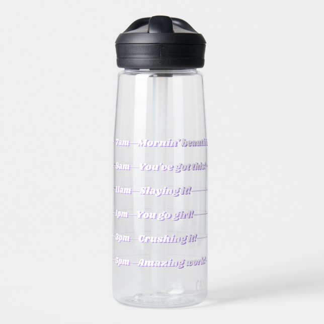 Bouteille D'eau Horaire quotidien d'hydratation Blanc violet Super (Avant)