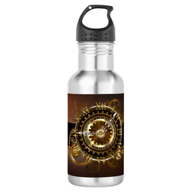 Bouteille D'eau Horloge Steampunk avec des engrenages anciens (Devant)