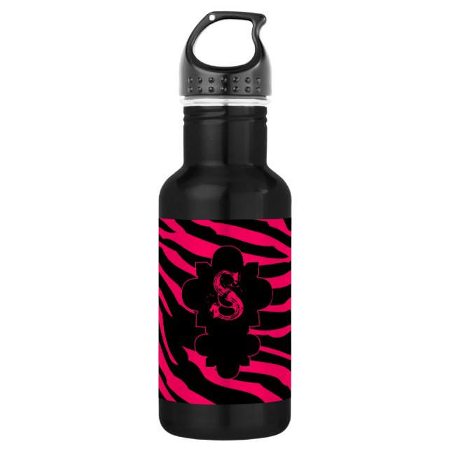 Bouteille D'eau Hot rose noir Zèbre Imprimer 32. oz. (Devant)