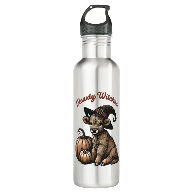 Bouteille D'eau Howdy Witches Halloween Highland Cow (Devant)