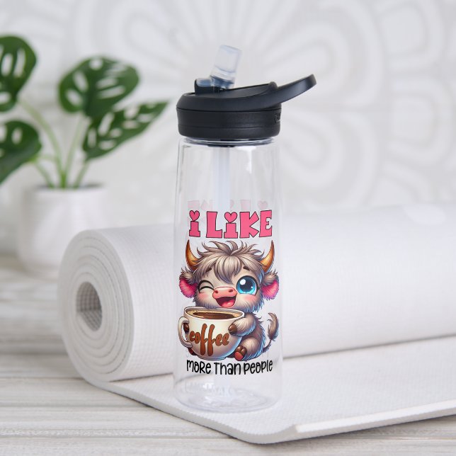 Bouteille D'eau I Like Coffee More Than People  (Yoga (pivotée))