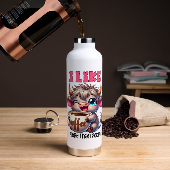 Bouteille D'eau I Like Coffee More Than People  (Café (pivotée))