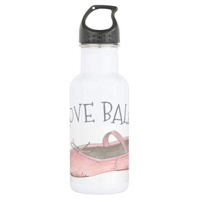 Bouteille D'eau I Love Ballet Ballerina Pink Slipper professeur de (Devant)