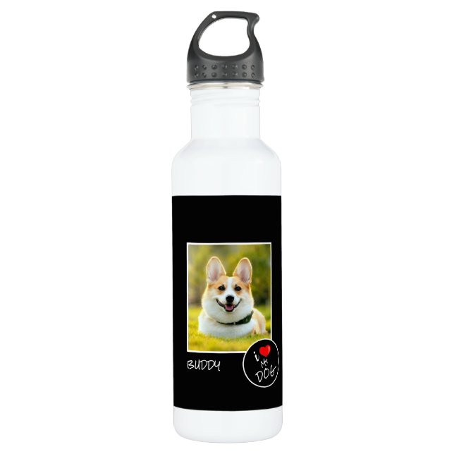 Bouteille D'eau I Love My Dog, Custom Photo - Pet Lovers (Devant)