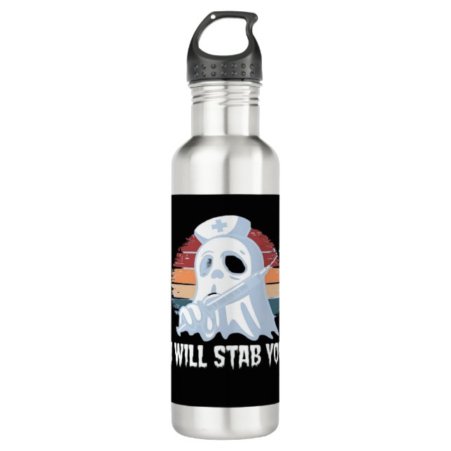 Bouteille D'eau I will stab you t shirt, Ghost Nurse Halloween Vin (Devant)