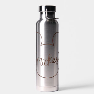 Bouteille D'eau Icône de nom graphique en ligne continue de Mickey