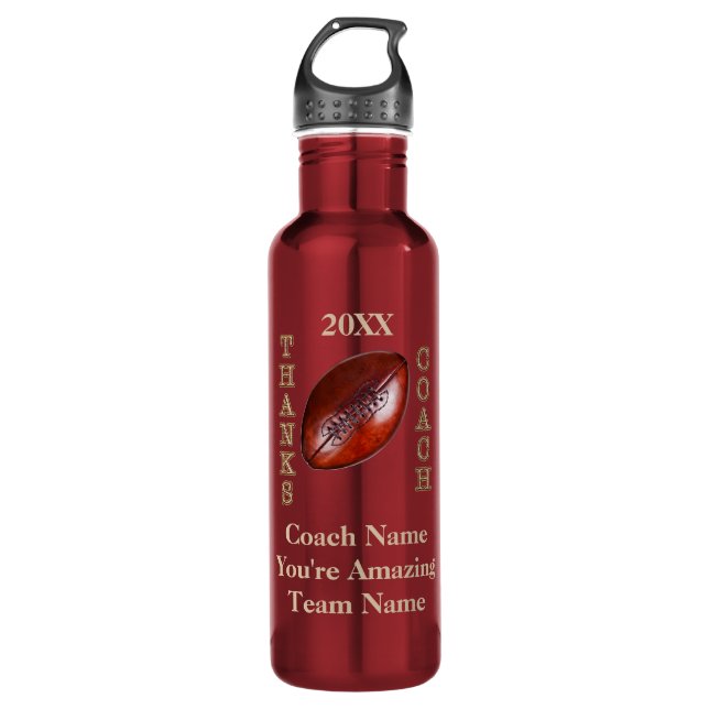 Bouteille D'eau Idées fraîches de cadeau d'entraîneur de football (Devant)