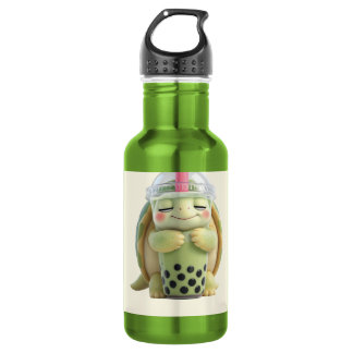 Bouteille D'eau Illustration 3D de tortue de dessin animé mignonne