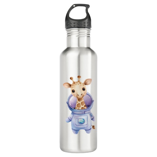 Bouteille D'eau Illustration classique de l'astronaute Giraffe (Devant)