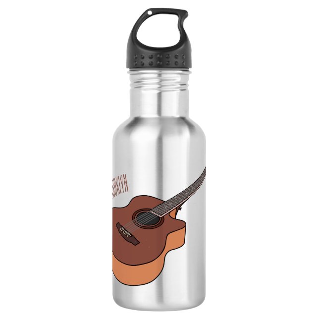 Bouteille D'eau Illustration de guitare acoustique (Devant)