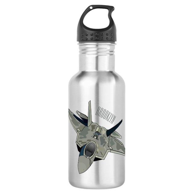 Bouteille D'eau Illustration de l'avion de chasse (Devant)