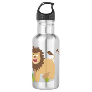 Bouteille D'eau Illustration de l'effervescence de lions heureux