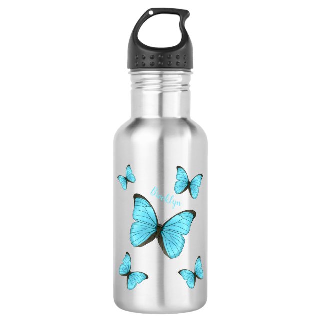 Bouteille D'eau Illustration de papillons Morpho (Devant)