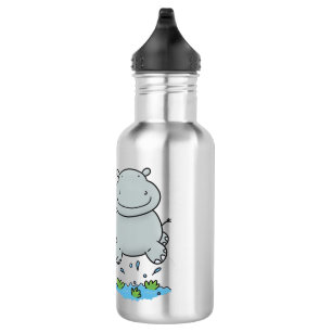 Bouteille D'eau Illustration de saut en hippo mignon