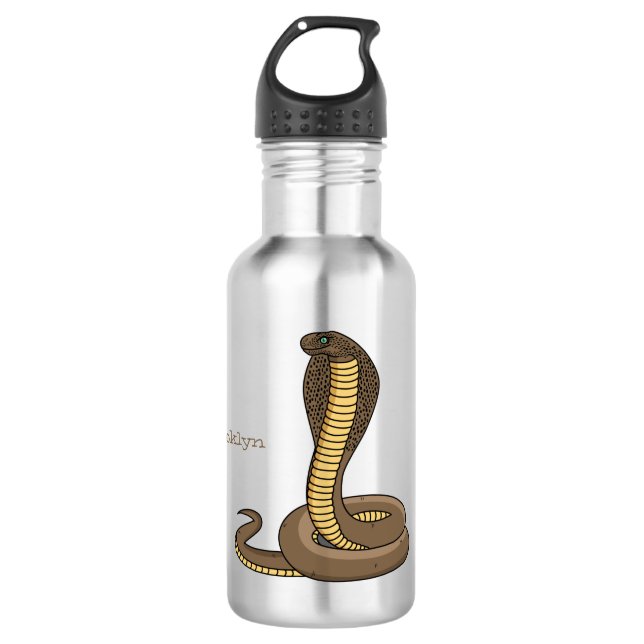 Bouteille D'eau Illustration de serpent à cobra Brown (Devant)