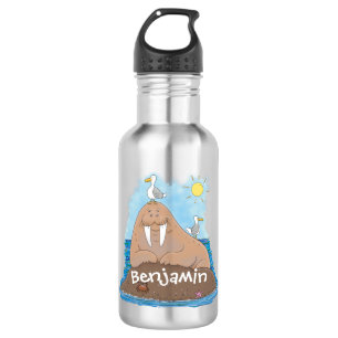 Bouteille D'eau Illustration drôle de morse joyeux