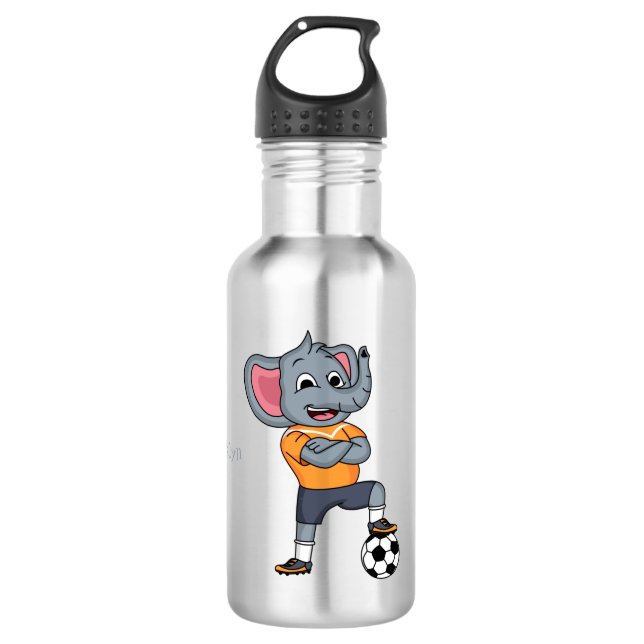 Bouteille D'eau Illustration du joueur de football éléphant (Devant)