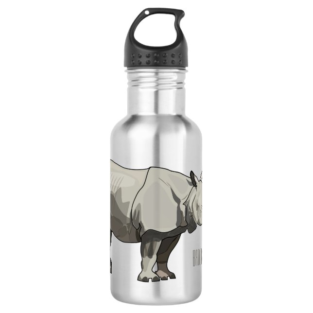 Bouteille D'eau Illustration du rhinocéros de Javan (Devant)