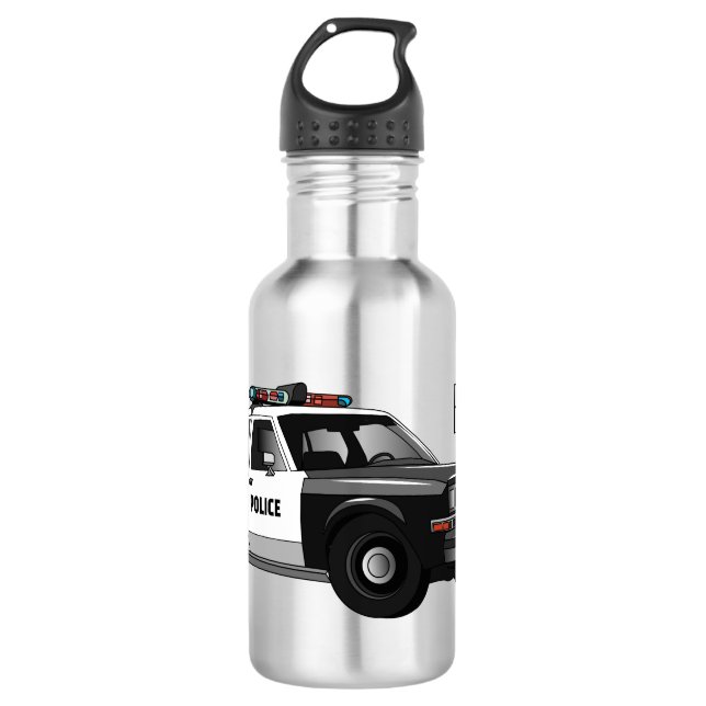 Bouteille D'eau Illustration d'une voiture de police (Devant)
