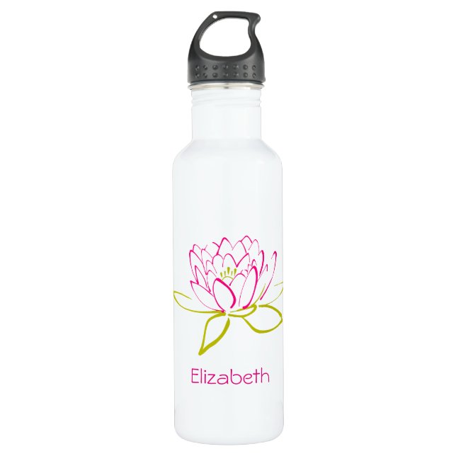 Bouteille D'eau Illustration Lotus Flower Water Lily personnalisée (Devant)