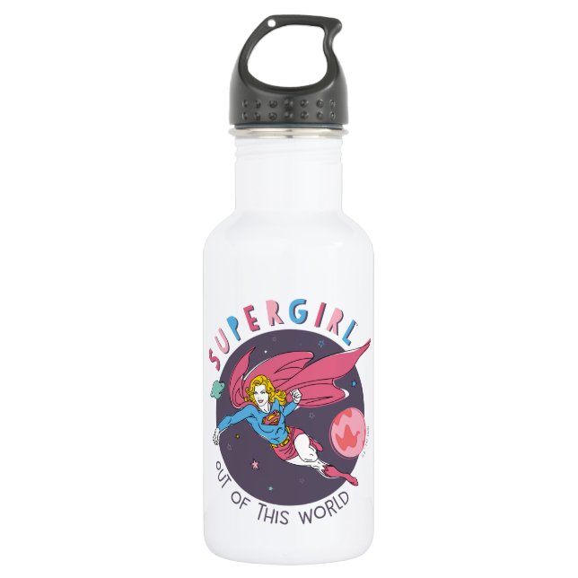 Bouteille D'eau Illustration Supergirl volant vers le haut (Devant)