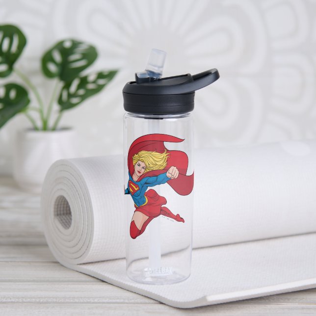 Bouteille D'eau Illustration Supergirl volant vers le haut (Yoga)