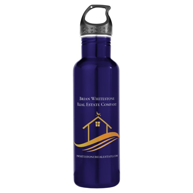 Bouteille D'eau Immobilier Société Chic Or Réalisateur Personnalis (Devant)