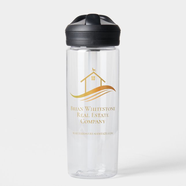 Bouteille D'eau Immobilier Société Gold House Logo Realtor Personn (Extérieur)