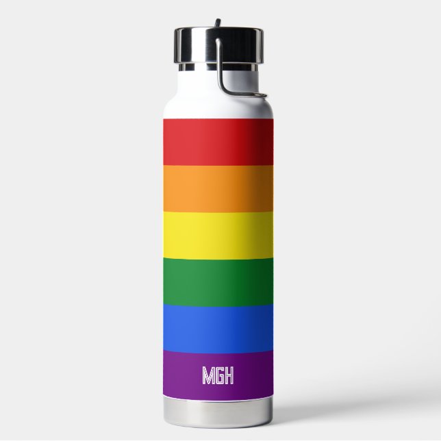 Bouteille D'eau Indicateur Monogramme Rainbow personnalisé (Gym)